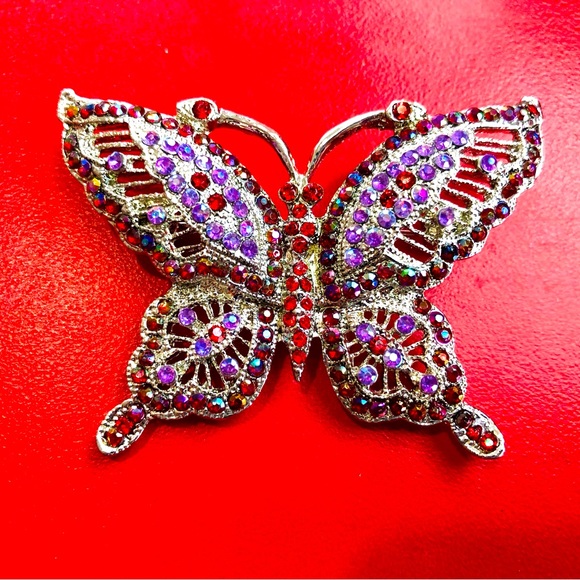 Formal Shiny Rhinestone Brooch Exquisite Butterfly Pin Party Sequins Colourful - Picture 1 of 13